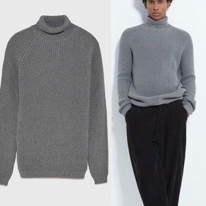 Zara purl knit cowl neck sweater grey L
